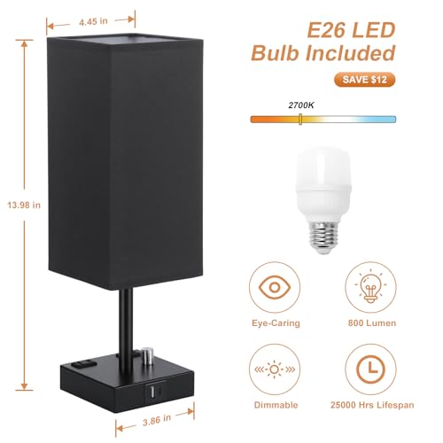 Black Bedside Table Lamps Set of 2 (2 Count)