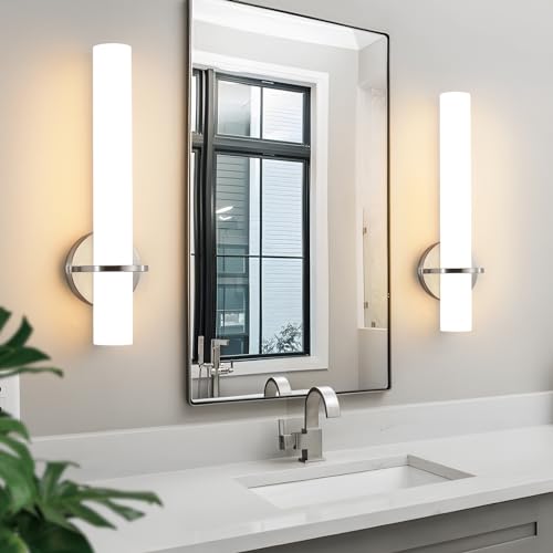 Brushed Nickel Bathroom Sconces Wall Lighting 18W LED Dimmable Vanity Light Fixture