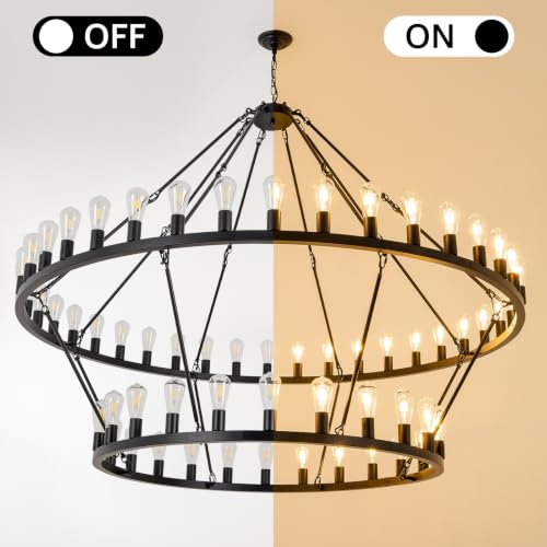 70" Black Wagon Wheel Chandelier 2