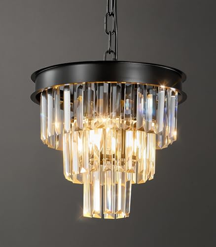 Small Black Crystal Pendant Light