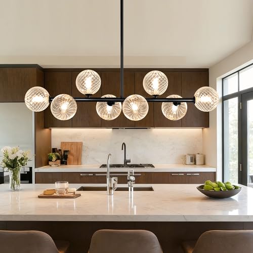 Clear Ribbed Glass Globe Chandelier