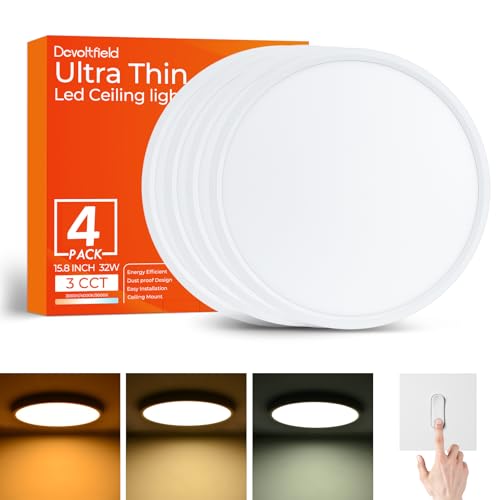 15.8 Inch White LED Flush Mount Ceiling Light Fixture (4 Count)