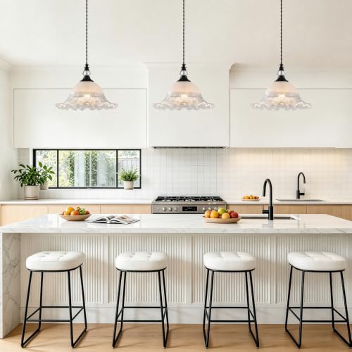 1 Pack Vintage Matte Black Crystal Transparent Glass Pendant Light Fixtures (Black / 1-Light)