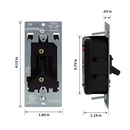 Toggle Slide LED Advanced Dimmer Switch for 150W Dimmable LED