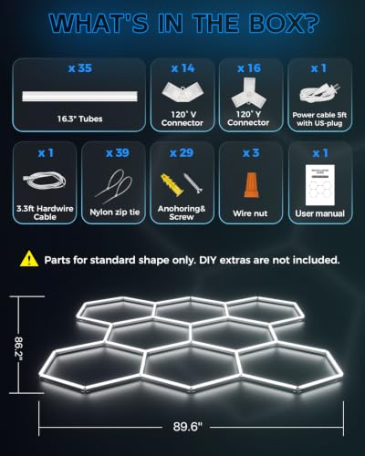Hexagon Garage Ceiling Light (8-Girds)