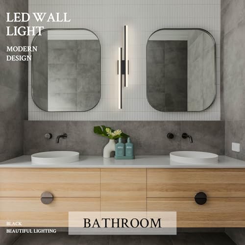 LED Wall Sconce Black Modern Remote Wall Light Fixtures for Living Room