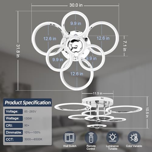 7 Ring Modern LED Flush Mount Ceiling Light