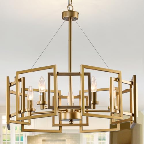 Modern Chandelier Gold Geometric Pendant Lighting Fixture 5