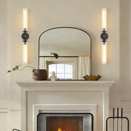 30" 2 Lights Hardwired Frosted Glass Bathroom Wall Sconces