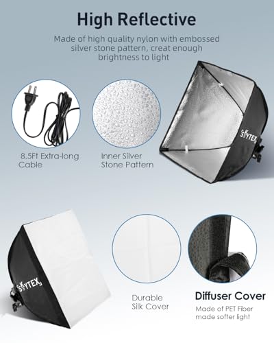 Softbox Lighting Kit 16x16in Soft Box 1Pack Upgrade 135W 2700