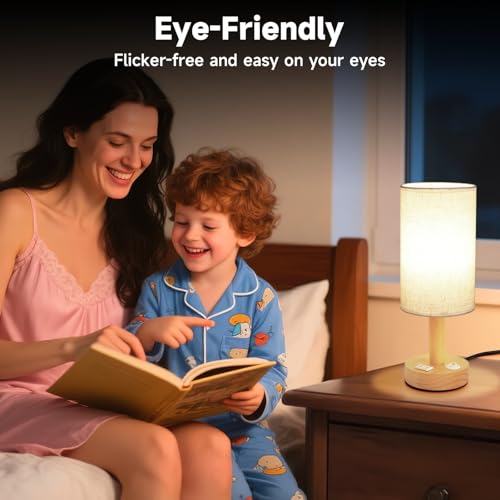 Small Bedside Table Lamp with AC Outlet