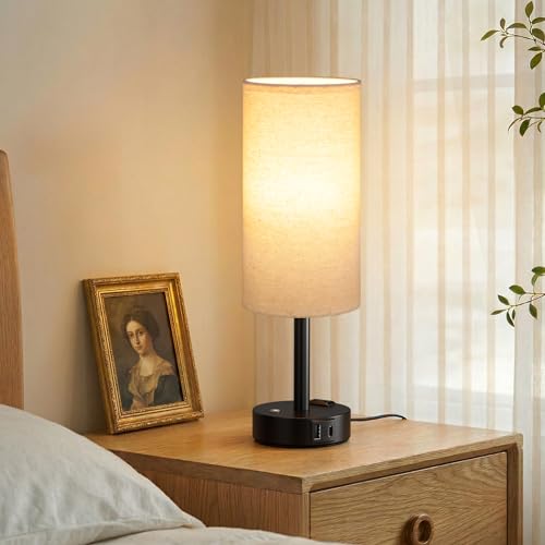 Beige Touch Bedside Lamp for Bedroom