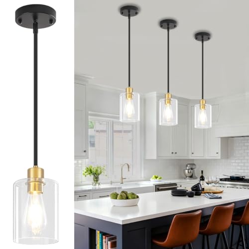 3 Pack Glass Pendant Lights Kitchen Island Modern Hanging Light