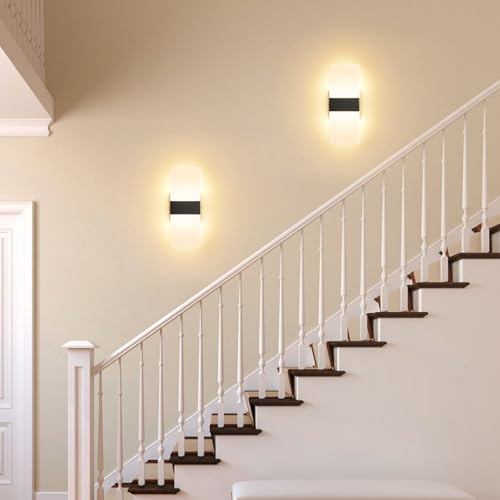 Modern Black LED Wall Sconce Set of 2