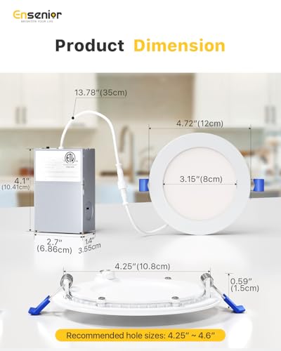 12 Pack 4 Inch LED Recessed Ceiling Light (12 Count)
