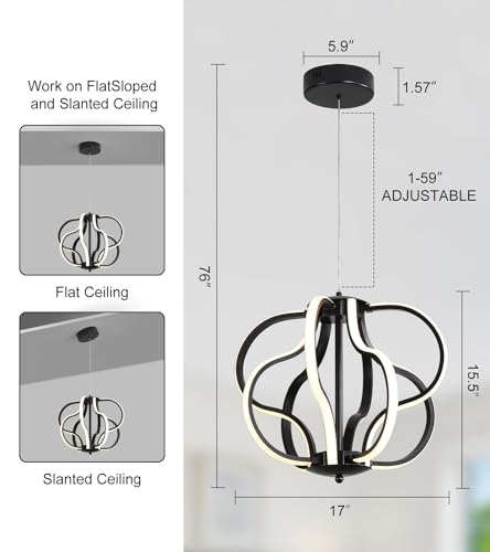 Modern Black LED Chandelier Ceiling Light Fixture