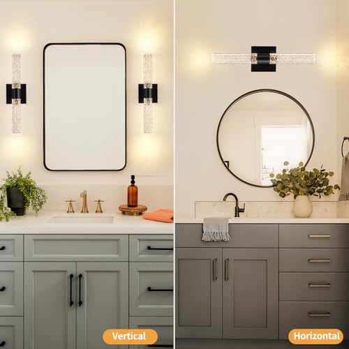 18 Inch Black Modern LED Wall Sconces Set of Two 3000K