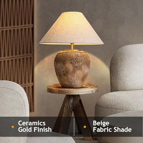 Rustic Farmhouse Clay Pot Table Lamps 19.6" Tall Ceramic Table Lamp