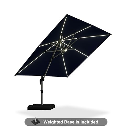 Patio Umbrella with Base 10' X 10' Solar LED Light