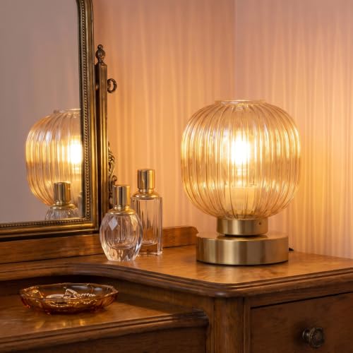 Amber Touch Glass Table Lamp Set of 2 (2 Count)