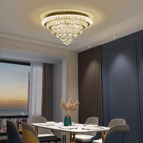 24" Gold Crystal Chandeliers