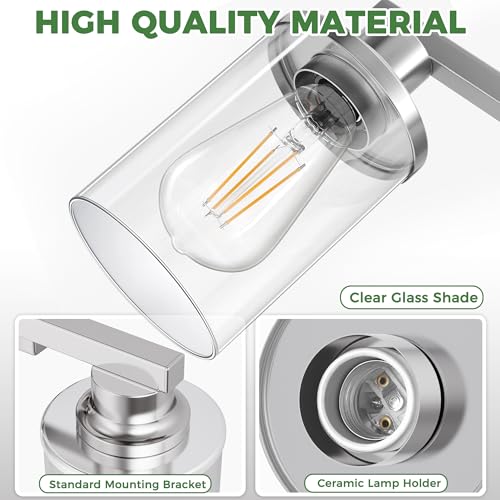 17 Inch 3 Light Chrome Bathroom Vanity Light Over Mirror