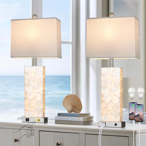 28" Coastal Table Lamps for Living Room Set of 2 (2 Count)