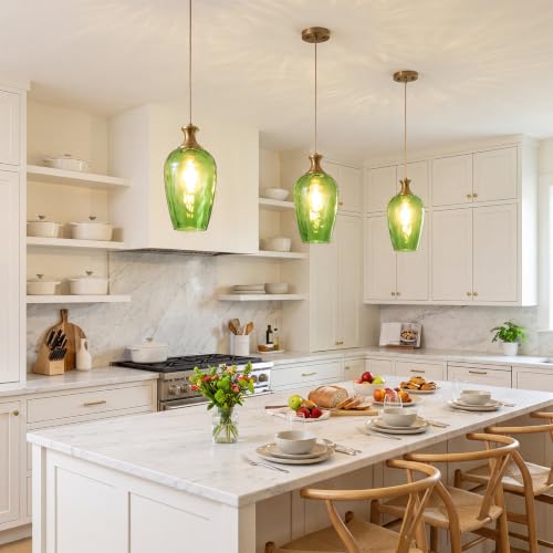 Green Glass Pendant Lights Kitchen Island