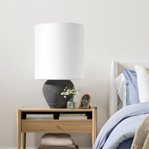 White Linen Tall Drum Lampshade