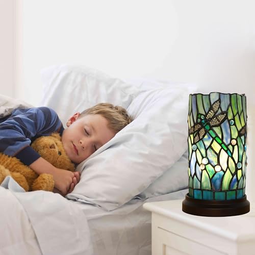 Tiffany Style Table Lamp for Bedroom Baroque Stained Glass Nightstand Bedside Night Lamp Party Light Hand