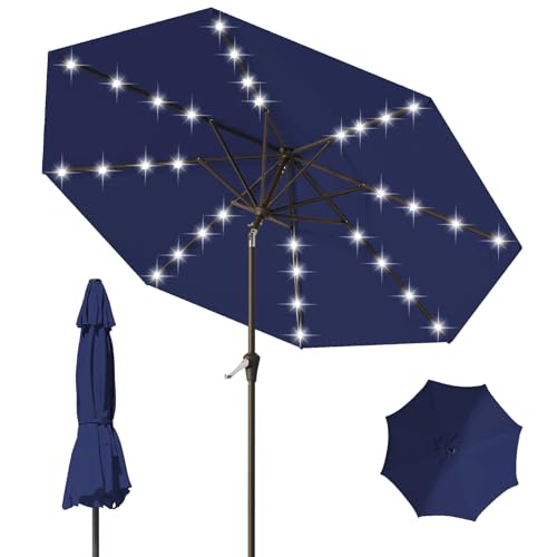 9FT Patio Umbrella with Solar Lights