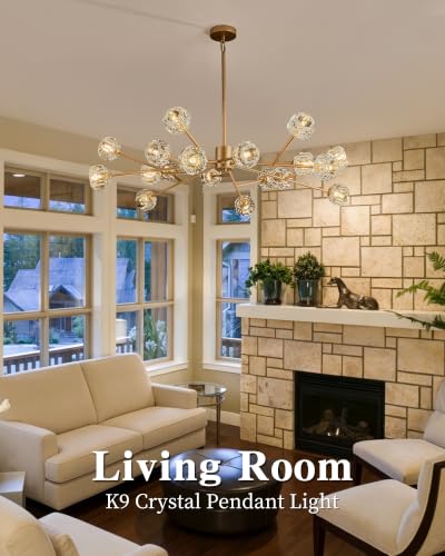 Gold Sputnik Chandeliers for Dining Room Light Fixture Over Table