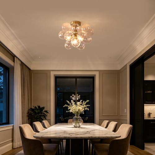 Mid Century Modern Semi Flush Mount Chandelier