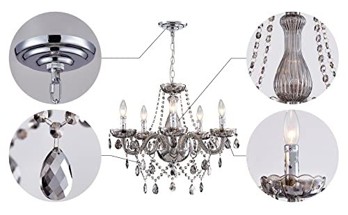 Saint Mossi Smoky Gray Crystal Chandelier with 5 Lights for Dining Room