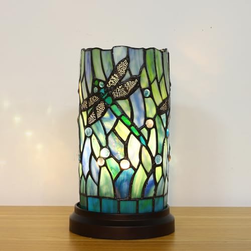 Tiffany Style Table Lamp for Bedroom Baroque Stained Glass Nightstand Bedside Night Lamp Party Light Hand