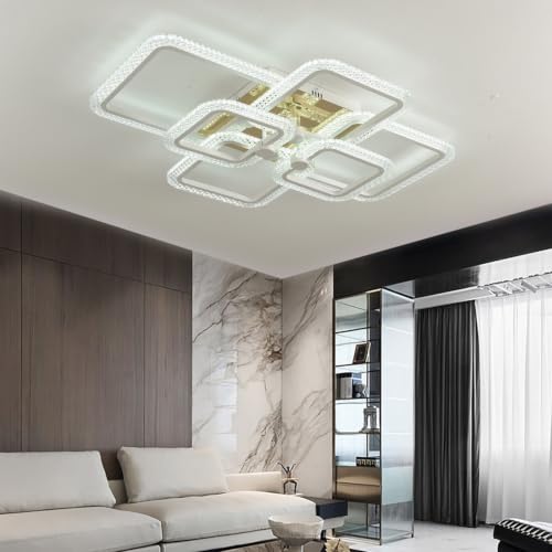 White 6 Square Acrylic LED Flush Mount Ceiling Light