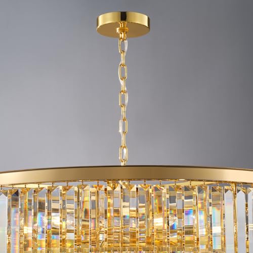 48 Inch Gold Tiered Crystal Tube Chandelier