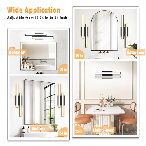 Bathroom Light Fixture Over Mirror 5CCT LED Retractable Vanity Light Bar