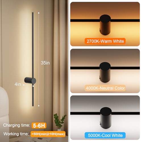 35.4 Inch Battery Operated Wall Sconce Set of 2 (2 Count)