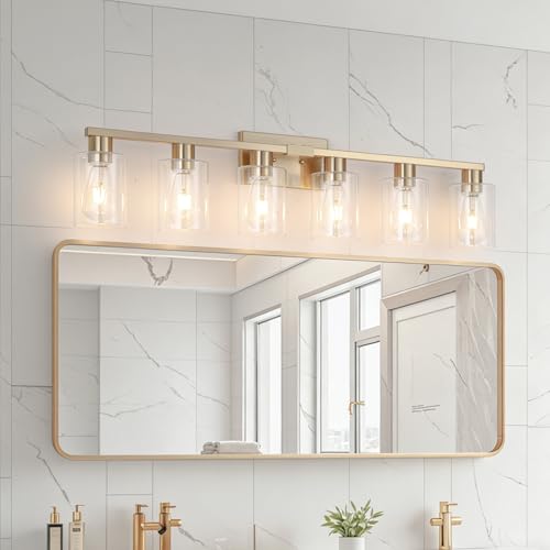 6 Light Bathroom Vanity Light Brushed Gold
