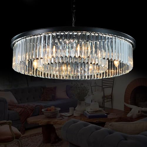 Crystal Chandeliers Modern Contemporary Ceiling Lights Fixtures Pendant Lighting for Dining Room Living Room Chandelier D33.5