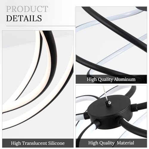 Black Modern Chandelier with Remote Control