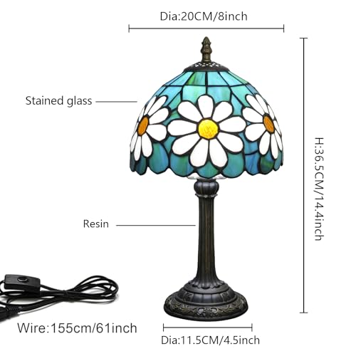 Tiffany Style Stained Glass Table Lamp Chrysanthemum Small Table Lamp Bedroom Bedside Lamp Living Room Dining Room Office Decoration Desk Lamp Home Decoration Creative Gift Scene Props