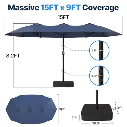 15FT Patio Umbrella with Base Included