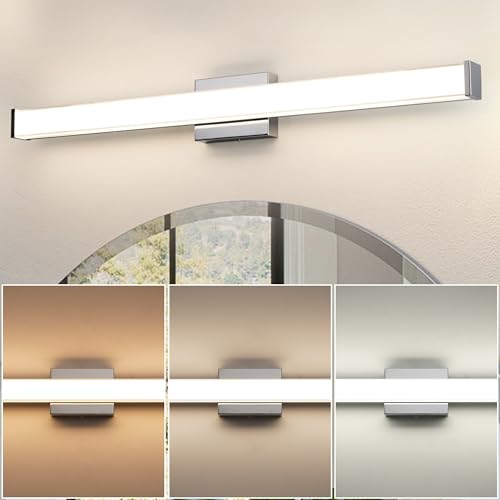 Modern LED Bathroom Vanity Light 36 inch 24W Dimmable 3CCT Bathroom Light Fixture Over Mirror Rectangle Bath Vanity Light Bar with Double Layer Acrylic Shade (36 inch(es))