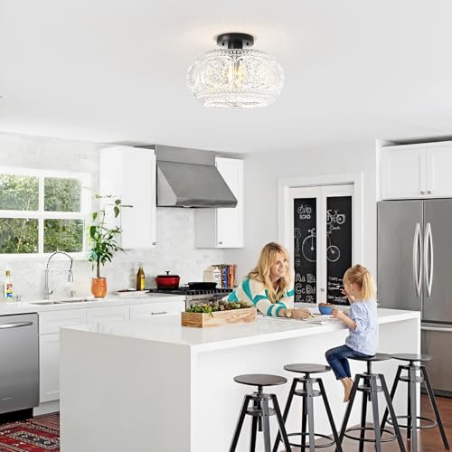 12 Inch Globe Glass Semi Flush Mount Ceiling Light Fixture
