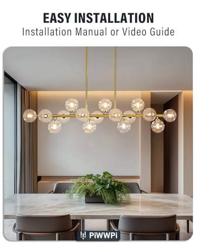 55" Long Brass Gold Chandeliers for Dining Room Kitchen Island