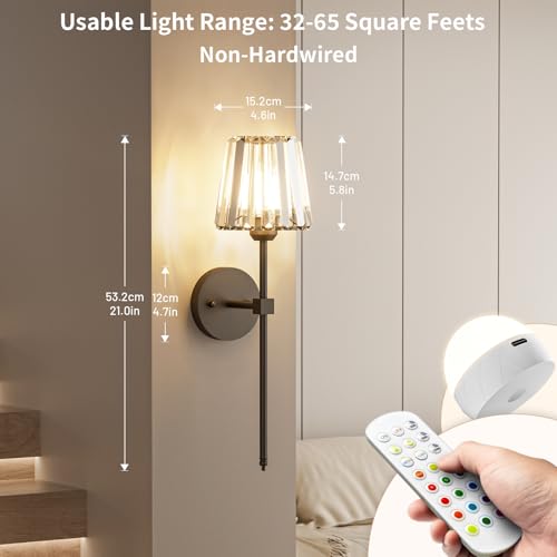 Crystal Battery Operated Wall Sconces Set of 2 (2 Count)