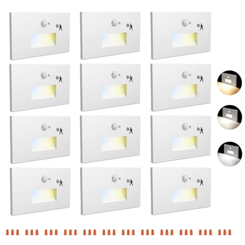 12 Pack 3CCT 120V Motion Sensor LED Step Lights (12 Count)