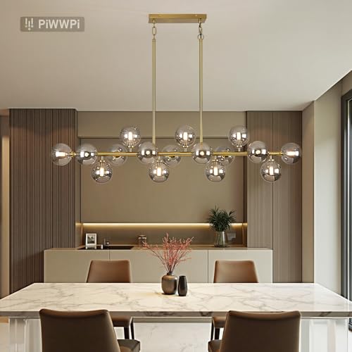 55" Long Brass Gold Chandeliers for Dining Room Kitchen Island